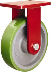 Hamilton - 10" Diam x 2-1/2" Wide x 12-1/2" OAH Top Plate Mount Rigid Caster - Polyurethane Mold onto Cast Iron Center, 2,500 Lb Capacity, Sealed Precision Ball Bearing, 5-1/2 x 7-1/2" Plate - USA Tool & Supply