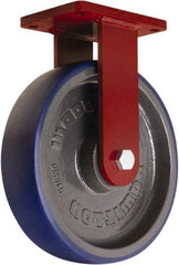 Hamilton - 12" Diam x 3" Wide x 14-1/2" OAH Top Plate Mount Rigid Caster - Polyurethane Mold onto Cast Iron Center, 2,800 Lb Capacity, Sealed Precision Ball Bearing, 5-1/2 x 7-1/2" Plate - USA Tool & Supply