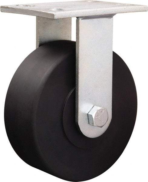 Hamilton - 8-7/8" Diam x 2-1/4" Wide x 10-15/16" OAH Top Plate Mount Rigid Caster - Iron, 2,000 Lb Capacity, Tapered Roller Bearing, 5-1/4 x 7-1/4" Plate - USA Tool & Supply