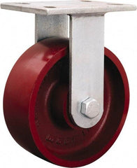 Hamilton - 8-7/8" Diam x 2-1/4" Wide x 10-15/16" OAH Top Plate Mount Rigid Caster - Iron, 2,000 Lb Capacity, Straight Roller Bearing, 5-1/4 x 7-1/4" Plate - USA Tool & Supply