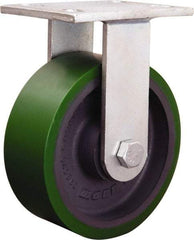 Hamilton - 7-7/8" Diam x 1-3/4" Wide x 8-15/16" OAH Top Plate Mount Rigid Caster - Cast Iron, 3,000 Lb Capacity, Tapered Roller Bearing, 5-1/4 x 7-1/4" Plate - USA Tool & Supply