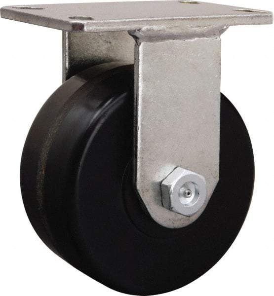 Hamilton - 6-1/8" Diam x 1-11/16" Wide x 8-1/16" OAH Top Plate Mount Rigid Caster - Iron, 2,000 Lb Capacity, Tapered Roller Bearing, 5-1/4 x 7-1/4" Plate - USA Tool & Supply