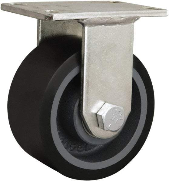 Hamilton - 8" Diam x 2-3/4" Wide, Iron Rigid Caster - 2,500 Lb Capacity, Top Plate Mount, 5-1/4" x 7-1/4" Plate, Tapered Roller Bearing - USA Tool & Supply