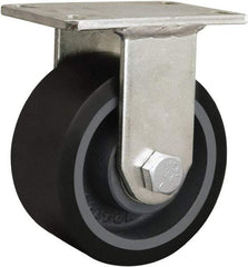 Hamilton - 8" Diam x 2-3/4" Wide, Iron Rigid Caster - 2,500 Lb Capacity, Top Plate Mount, 5-1/4" x 7-1/4" Plate, Tapered Roller Bearing - USA Tool & Supply