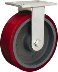 Hamilton - 8" Diam x 2-1/2" Wide x 10-1/2" OAH Top Plate Mount Rigid Caster - Phenolic, 2,000 Lb Capacity, Tapered Roller Bearing, 5-1/4 x 7-1/4" Plate - USA Tool & Supply