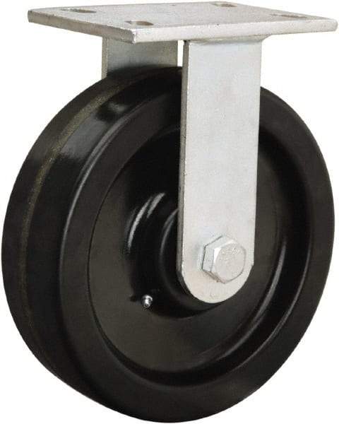 Hamilton - 8" Diam x 2-1/2" Wide x 10-1/2" OAH Top Plate Mount Rigid Caster - Polyurethane Mold onto Cast Iron Center, 2,000 Lb Capacity, Precision Ball Bearing, 5-1/4 x 7-1/4" Plate - USA Tool & Supply