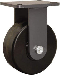 Hamilton - 8" Diam x 3" Wide x 10-1/2" OAH Top Plate Mount Rigid Caster - Phenolic, 3,000 Lb Capacity, Tapered Roller Bearing, 5-1/4 x 7-1/4" Plate - USA Tool & Supply