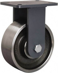 Hamilton - 8" Diam x 3" Wide x 10-1/2" OAH Top Plate Mount Rigid Caster - Forged Steel, 3,500 Lb Capacity, Tapered Roller Bearing, 5-1/4 x 7-1/4" Plate - USA Tool & Supply