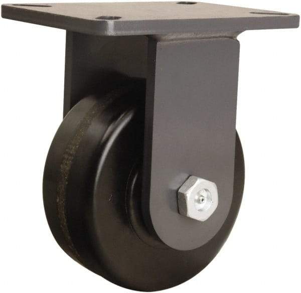 Hamilton - 6" Diam x 2-1/2" Wide x 8" OAH Top Plate Mount Rigid Caster - Phenolic, 1,800 Lb Capacity, Tapered Roller Bearing, 5-1/4 x 7-1/4" Plate - USA Tool & Supply
