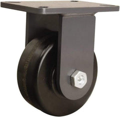 Hamilton - 6" Diam x 2-1/2" Wide x 8" OAH Top Plate Mount Rigid Caster - Phenolic, 1,800 Lb Capacity, Straight Roller Bearing, 5-1/4 x 7-1/4" Plate - USA Tool & Supply