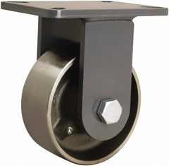 Hamilton - 6" Diam x 2-1/2" Wide x 8" OAH Top Plate Mount Rigid Caster - Forged Steel, 3,500 Lb Capacity, Tapered Roller Bearing, 5-1/4 x 7-1/4" Plate - USA Tool & Supply