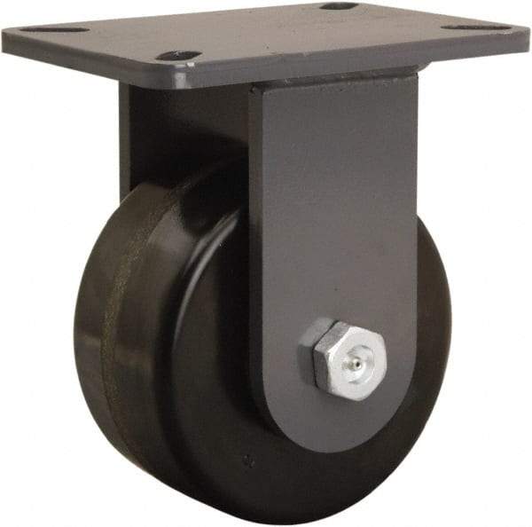Hamilton - 6" Diam x 3" Wide x 8" OAH Top Plate Mount Rigid Caster - Phenolic, 2,000 Lb Capacity, Tapered Roller Bearing, 5-1/4 x 7-1/4" Plate - USA Tool & Supply
