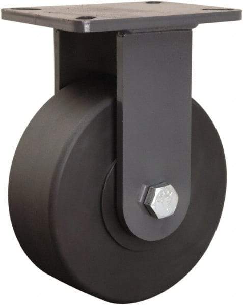 Hamilton - 8" Diam x 3" Wide x 10-1/2" OAH Top Plate Mount Rigid Caster - Nylon, 4,000 Lb Capacity, Sealed Precision Ball Bearing, 5-1/4 x 7-1/4" Plate - USA Tool & Supply