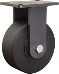 Hamilton - 8" Diam x 3" Wide x 10-1/2" OAH Top Plate Mount Rigid Caster - Nylon, 4,000 Lb Capacity, Sealed Precision Ball Bearing, 5-1/4 x 7-1/4" Plate - USA Tool & Supply