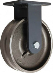 Hamilton - 10" Diam x 3" Wide, Forged Steel Rigid Caster - 4,500 Lb Capacity, Top Plate Mount, 5-1/4" x 7-1/4" Plate, Straight Roller Bearing - USA Tool & Supply