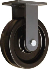 Hamilton - 10" Diam x 2-1/2" Wide x 12-1/2" OAH Top Plate Mount Rigid Caster - Phenolic, 2,500 Lb Capacity, Tapered Roller Bearing, 5-1/4 x 7-1/4" Plate - USA Tool & Supply