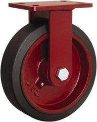 Hamilton - 10" Diam x 3" Wide x 11-1/2" OAH Top Plate Mount Swivel Caster - Rubber Mold on Cast Iron, 1,000 Lb Capacity, Straight Roller Bearing, 4-1/2 x 6-1/2" Plate - USA Tool & Supply
