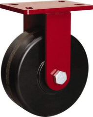 Hamilton - 8" Diam x 3" Wide x 10-1/8" OAH Top Plate Mount Rigid Caster - Phenolic, 2,200 Lb Capacity, Tapered Roller Bearing, 5 x 7" Plate - USA Tool & Supply