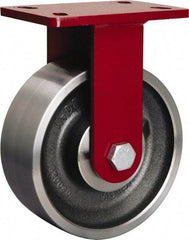 Hamilton - 8" Diam x 3" Wide x 10-1/4" OAH Top Plate Mount Rigid Caster - Forged Steel, 2,200 Lb Capacity, Tapered Roller Bearing, 5 x 7" Plate - USA Tool & Supply