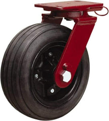 Hamilton - 10" Diam x 4" Wide, Rubber Swivel Caster - 1,000 Lb Capacity, Top Plate Mount, 4-1/2" x 6-1/2" Plate, Tapered Roller Bearing - USA Tool & Supply