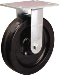 Hamilton - 8" Diam x 2" Wide x 9-1/2" OAH Top Plate Mount Rigid Caster - Phenolic, 1,400 Lb Capacity, Straight Roller Bearing, 4-1/2 x 6-1/4" Plate - USA Tool & Supply