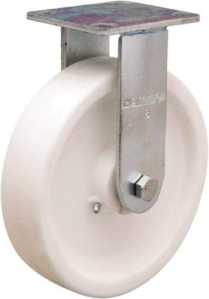Hamilton - 8" Diam x 2" Wide x 9-1/2" OAH Top Plate Mount Rigid Caster - Polyolefin, Delrin Bearing, 4 x 4-1/2" Plate - USA Tool & Supply