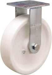 Hamilton - 8" Diam x 2" Wide x 9-1/2" OAH Top Plate Mount Rigid Caster - Polyolefin, Delrin Bearing, 4 x 4-1/2" Plate - USA Tool & Supply