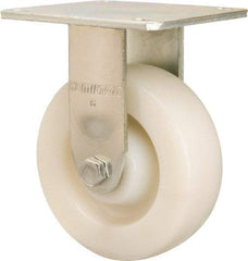 Hamilton - 6" Diam x 2" Wide x 7-1/2" OAH Top Plate Mount Rigid Caster - Nylon, 1,000 Lb Capacity, Sealed Precision Ball Bearing, 4 x 4-1/2" Plate - USA Tool & Supply