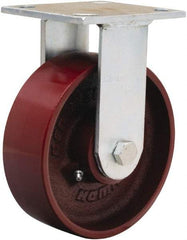 Hamilton - 6" Diam x 2" Wide x 7-1/2" OAH Top Plate Mount Rigid Caster - Cast Iron, 1,250 Lb Capacity, Precision Ball Bearing, 4 x 4-1/2" Plate - USA Tool & Supply