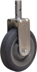 Hamilton - 5" Diam x 1-3/8" Wide x 6-1/16" OAH Stem Mount Rigid Caster - Rubber Mold on Polyolefin, 250 Lb Capacity, Precision Ball Bearing, 3/4 x 2-1/16" Octagon Stem - USA Tool & Supply