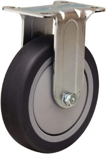 Hamilton - 5" Diam x 1-3/8" Wide x 6-1/16" OAH Top Plate Mount Rigid Caster - Rubber Mold on Polyolefin, 275 Lb Capacity, Precision Ball Bearing, 2-3/4 x 3-3/4" Plate - USA Tool & Supply