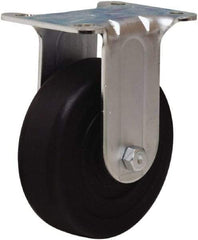 Hamilton - 4" Diam x 1-1/4" Wide x 5" OAH Top Plate Mount Rigid Caster - Hard Rubber, 250 Lb Capacity, Self-Lubricating Bearing, 2-3/4 x 3-3/4" Plate - USA Tool & Supply