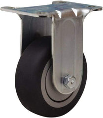 Hamilton - 3-1/2" Diam x 1-3/8" Wide x 4-13/16" OAH Top Plate Mount Rigid Caster - Rubber Mold on Polyolefin, 240 Lb Capacity, Precision Ball Bearing, 2-3/4 x 3-3/4" Plate - USA Tool & Supply