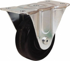 Hamilton - 4" Diam x 1-1/2" Wide x 5" OAH Top Plate Mount Rigid Caster - Phenolic, 375 Lb Capacity, Straight Roller Bearing, 3 x 6-3/16" Plate - USA Tool & Supply