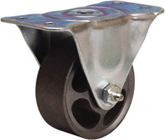 Hamilton - 3" Diam x 1-1/4" Wide x 3-3/4" OAH Top Plate Mount Rigid Caster - Cast Iron, 250 Lb Capacity, Straight Roller Bearing, 2-1/2 x 5" Plate - USA Tool & Supply