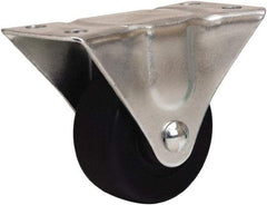 Hamilton - 2-1/2" Diam x 1-1/8" Wide x 3-1/4" OAH Top Plate Mount Rigid Caster - Hard Rubber, 175 Lb Capacity, Self-Lubricating Bearing, 2-1/4 x 4-1/2" Plate - USA Tool & Supply