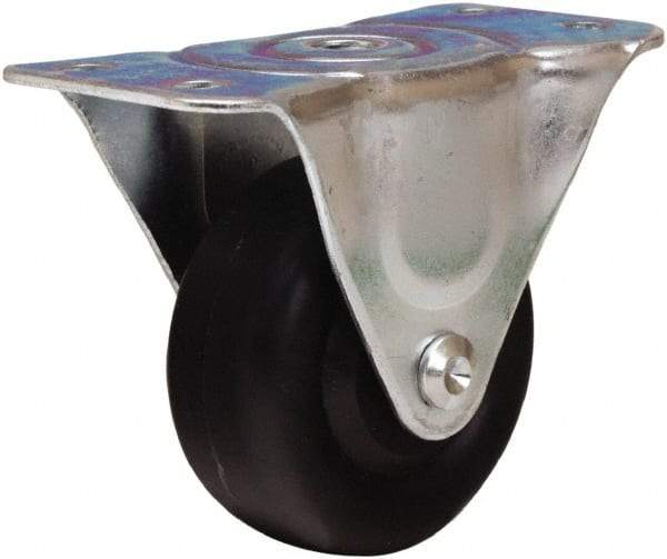 Hamilton - 3" Diam x 1-3/8" Wide x 3-3/4" OAH Top Plate Mount Rigid Caster - Polyolefin, 230 Lb Capacity, Plain Bore Bearing, 2-1/2 x 5" Plate - USA Tool & Supply
