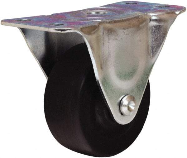 Hamilton - 3" Diam x 1-1/4" Wide x 3-3/4" OAH Top Plate Mount Rigid Caster - Hard Rubber, 125 Lb Capacity, Self-Lubricating Bearing, 2-1/2 x 5" Plate - USA Tool & Supply