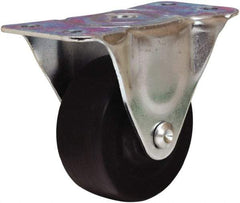 Hamilton - 3" Diam x 1-1/4" Wide x 3-3/4" OAH Top Plate Mount Rigid Caster - Hard Rubber, 125 Lb Capacity, Self-Lubricating Bearing, 2-1/2 x 5" Plate - USA Tool & Supply