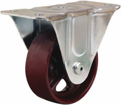 Hamilton - 4" Diam x 1-1/2" Wide x 5" OAH Top Plate Mount Rigid Caster - Cast Iron, 375 Lb Capacity, Plain Bore Bearing, 3 x 6-3/16" Plate - USA Tool & Supply