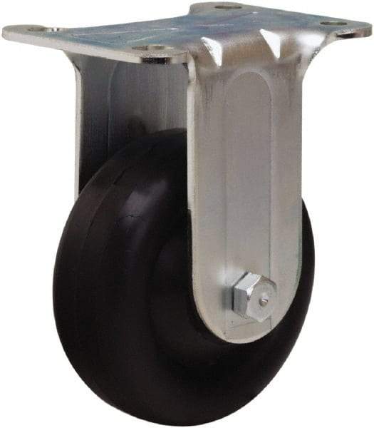 Hamilton - 3-1/2" Diam x 1-1/4" Wide x 4-13/16" OAH Top Plate Mount Rigid Caster - Hard Rubber, 140 Lb Capacity, Self-Lubricating Bearing, 2-3/4 x 3-3/4" Plate - USA Tool & Supply