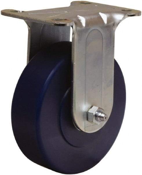 Hamilton - 4" Diam x 1-1/4" Wide x 5" OAH Top Plate Mount Rigid Caster - Polyurethane, 325 Lb Capacity, Straight Roller Bearing, 2-3/4 x 3-3/4" Plate - USA Tool & Supply