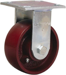 Hamilton - 5" Diam x 2" Wide x 6-1/2" OAH Top Plate Mount Rigid Caster - Cast Iron, 1,250 Lb Capacity, Precision Ball Bearing, 4 x 4-1/2" Plate - USA Tool & Supply