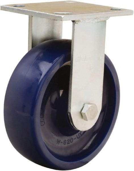 Hamilton - 6" Diam x 2" Wide x 7-1/2" OAH Top Plate Mount Rigid Caster - Polyurethane, Sealed Precision Ball Bearing, 4 x 4-1/2" Plate - USA Tool & Supply