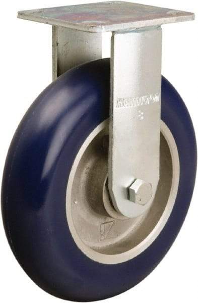 Hamilton - 8" Diam x 2" Wide x 9-1/2" OAH Top Plate Mount Rigid Caster - Polyurethane on Aluminum, 1,000 Lb Capacity, Precision Ball Bearing, 4 x 4-1/2" Plate - USA Tool & Supply