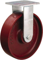 Hamilton - 8" Diam x 2" Wide x 9-1/2" OAH Top Plate Mount Rigid Caster - Cast Iron, 1,250 Lb Capacity, Precision Ball Bearing, 4 x 4-1/2" Plate - USA Tool & Supply