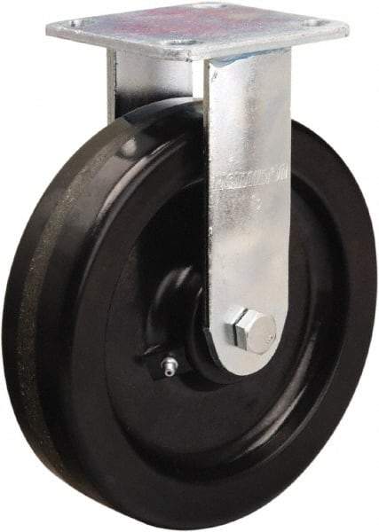 Hamilton - 8" Diam x 2" Wide x 9-1/2" OAH Top Plate Mount Rigid Caster - Phenolic, 1,200 Lb Capacity, Straight Roller Bearing, 4 x 4-1/2" Plate - USA Tool & Supply
