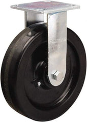 Hamilton - 8" Diam x 2" Wide x 9-1/2" OAH Top Plate Mount Rigid Caster - Phenolic, 1,200 Lb Capacity, Straight Roller Bearing, 4 x 4-1/2" Plate - USA Tool & Supply