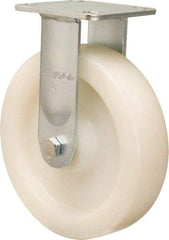 Hamilton - 8" Diam x 2" Wide x 9-1/2" OAH Top Plate Mount Rigid Caster - Nylon, 1,100 Lb Capacity, Sealed Precision Ball Bearing, 4 x 4-1/2" Plate - USA Tool & Supply
