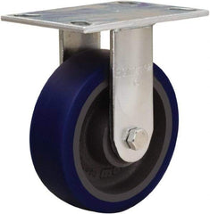 Hamilton - 6" Diam x 2" Wide x 7-1/2" OAH Top Plate Mount Rigid Caster - Polyurethane Mold onto Cast Iron Center, 960 Lb Capacity, Sealed Precision Ball Bearing, 4-1/2 x 6-1/4" Plate - USA Tool & Supply